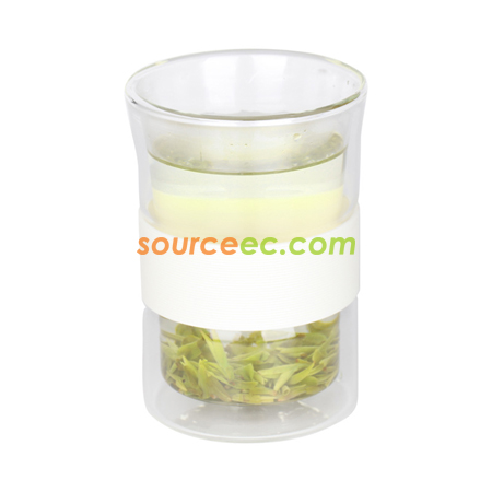 禮品訂造260ML雙層矽膠玻璃杯紀念品