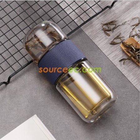 禮品訂造雙層泡茶玻璃杯紀念品