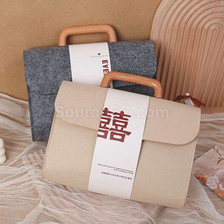 禮品訂造木柄毛氈手挽袋紀念品