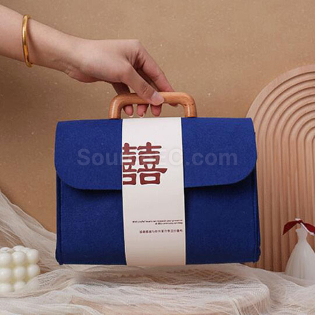 禮品訂造木柄毛氈手挽袋紀念品