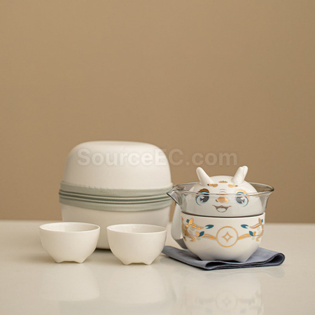 禮品訂造瑞龍陶瓷茶具套裝紀念品