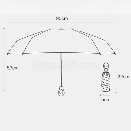 禮品訂造指環柄五摺黑膠雨傘紀念品