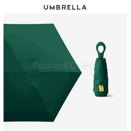 禮品訂造指環柄五摺黑膠雨傘紀念品