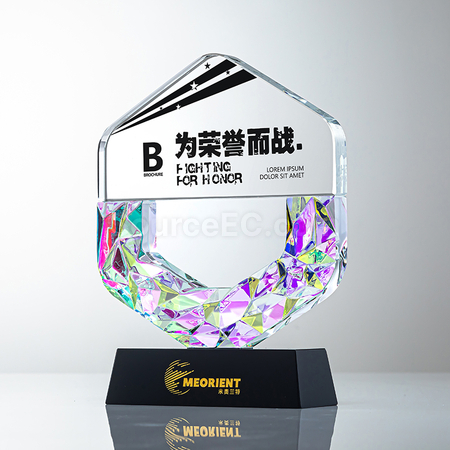 禮品訂造炫彩水晶獎座紀念品