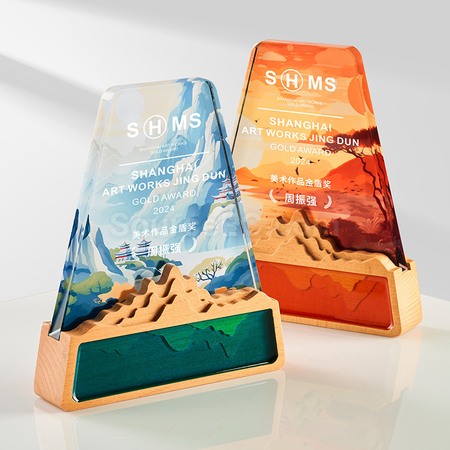 禮品訂造水晶實木獎座紀念品