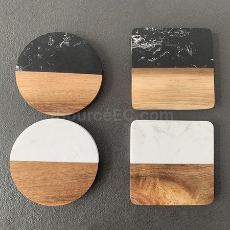 禮品訂造大理石拼木杯墊紀念品