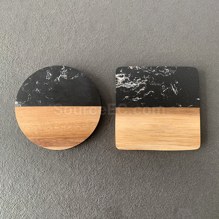 禮品訂造大理石拼木杯墊紀念品