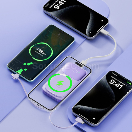 禮品訂造磁吸雙線快充移動電源紀念品