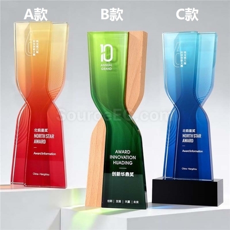禮品訂造實木水晶獎座紀念品
