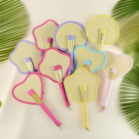 禮品訂造環保編織蒲草扇紀念品