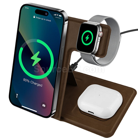 禮品訂造折疊無線充皮革手機支架紀念品