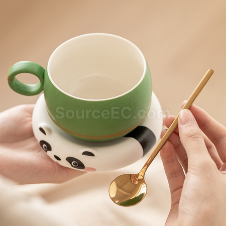 禮品訂造熊猫陶瓷杯紀念品