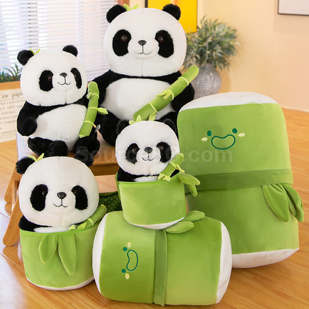 禮品訂造熊貓抱竹子玩偶紀念品
