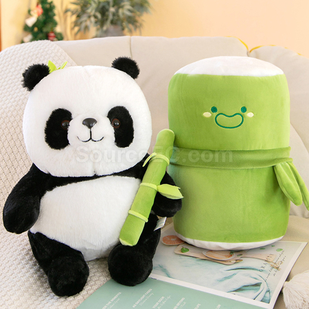 禮品訂造熊貓抱竹子玩偶紀念品