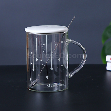 禮品訂造帶蓋星空夜光玻璃杯紀念品
