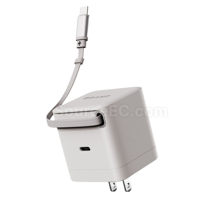 禮品訂造迷你充電頭自帶伸縮線type-c紀念品