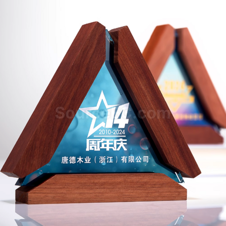禮品訂造實木水晶獎座紀念品