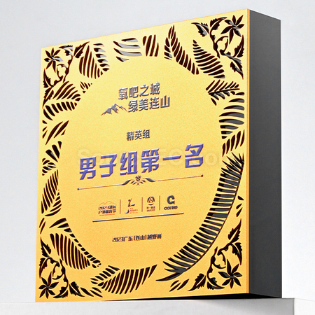 禮品訂造正方形黑水晶金屬獎座紀念品