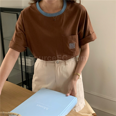 禮品訂造撞色口袋圓領T恤紀念品