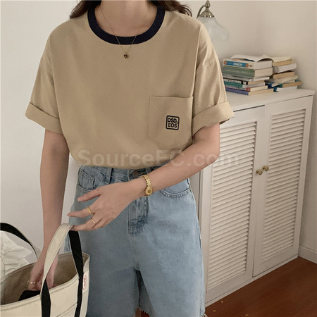 禮品訂造撞色口袋圓領T恤紀念品