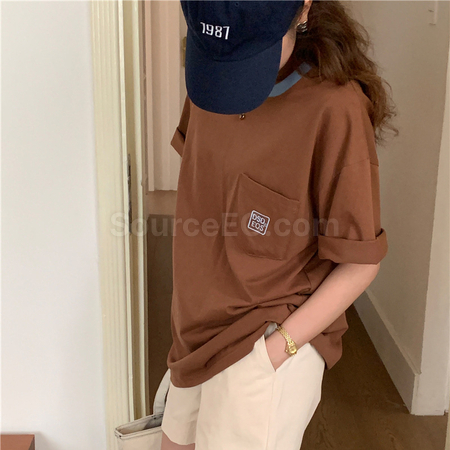 禮品訂造撞色口袋圓領T恤紀念品