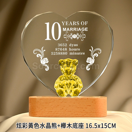禮品訂造鍍彩BearBear熊水晶獎座紀念品