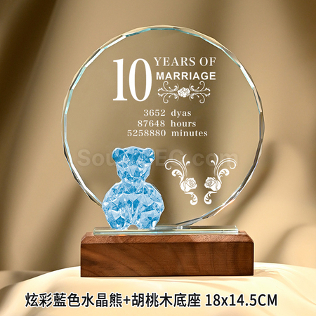 禮品訂造鍍彩BearBear熊水晶獎座紀念品