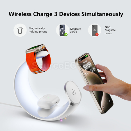 禮品訂造月亮磁吸三合一無線移動電源小夜燈紀念品