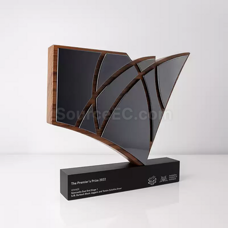 禮品訂造科技感實木獎座紀念品
