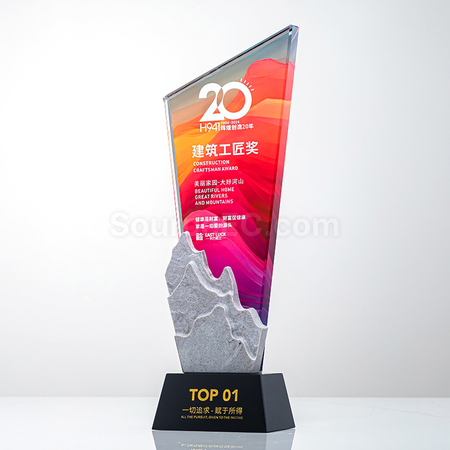 禮品訂造大理石水晶獎座紀念品