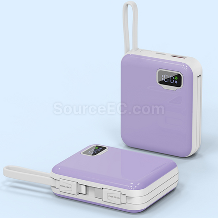 禮品訂造自帶線快充移動電源紀念品