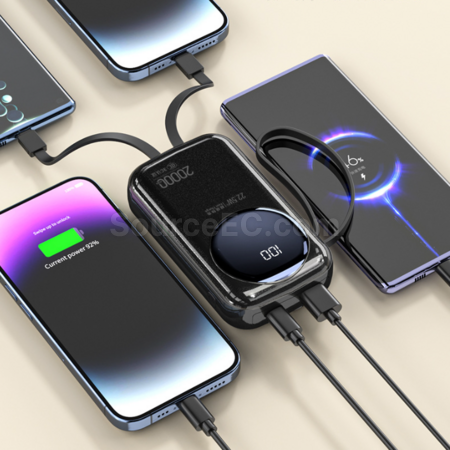 禮品訂造自帶線快充行動電源紀念品
