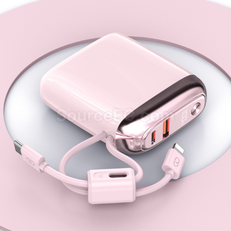 禮品訂造迷你行動電源快充自帶掛線紀念品