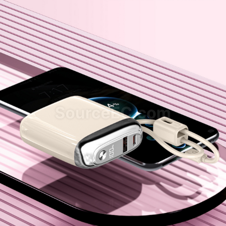禮品訂造迷你行動電源快充自帶掛線紀念品