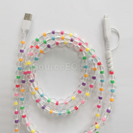 禮品訂造一拖二彩珠數據線紀念品