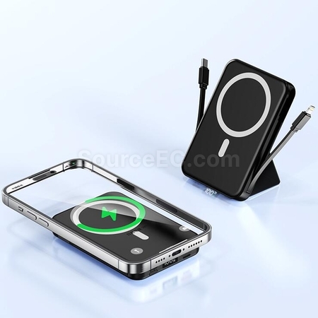 禮品訂造自帶線磁吸無線充移動電源紀念品