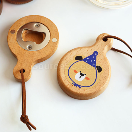 禮品訂造實木冰箱貼開瓶器紀念品