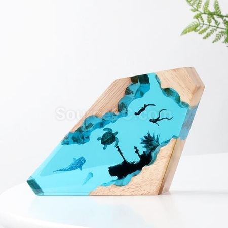 禮品訂造實木樹脂小夜燈藝術擺飾紀念品