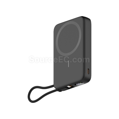 無線磁吸帶線手機支架移動電源