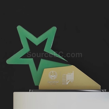 禮品訂造綠色星星水晶亞克力獎座紀念品