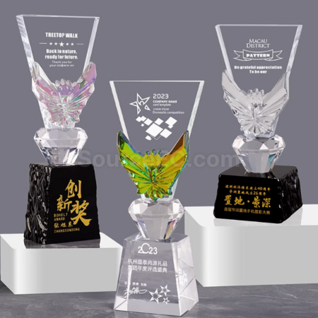 禮品訂造創意變色水晶獎座紀念品