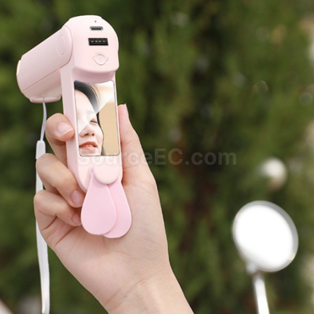 禮品訂造五合一（行動電源鏡子手電筒支架）手持風扇紀念品