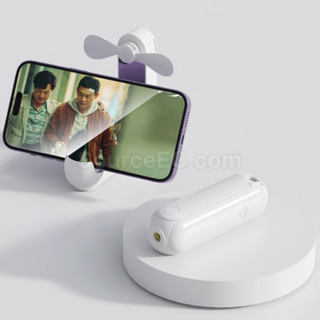 禮品訂造五合一（行動電源鏡子手電筒支架）手持風扇紀念品