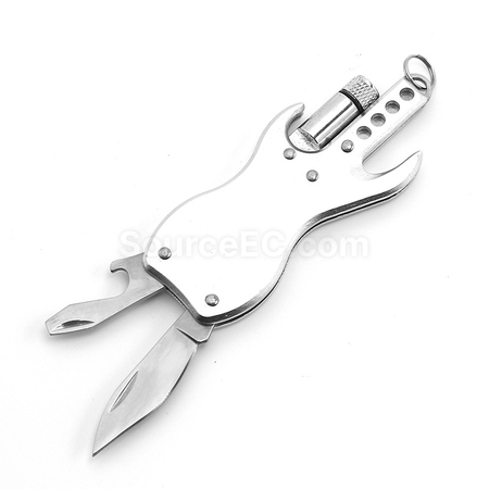禮品訂造LED燈吉他造型多功能萬用刀匙扣紀念品