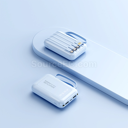 禮品訂造3C認證自帶四線移動電源紀念品