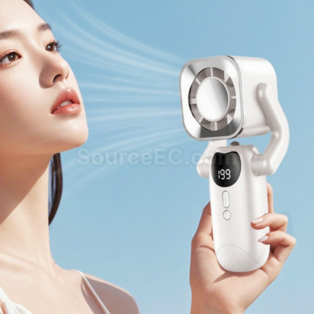 禮品訂造手持帶手電筒數顯風扇紀念品