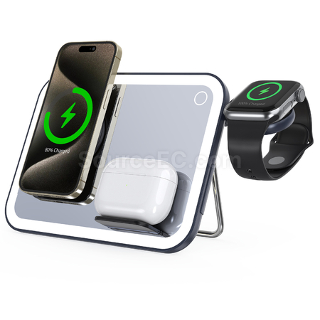 禮品訂造三合一無線充電化妝鏡紀念品