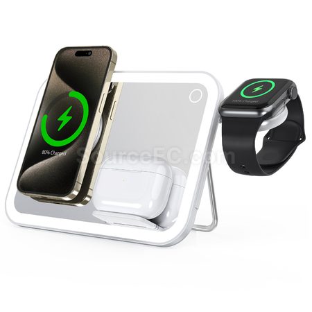禮品訂造三合一無線充電化妝鏡紀念品