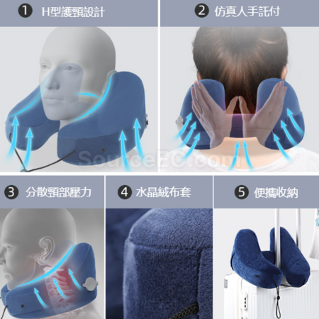 禮品訂造U型充氣 H連帽護頸枕紀念品