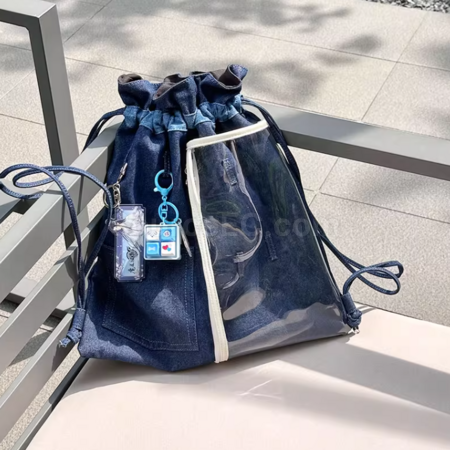 禮品訂造牛仔抽繩束口雙肩包痛包紀念品